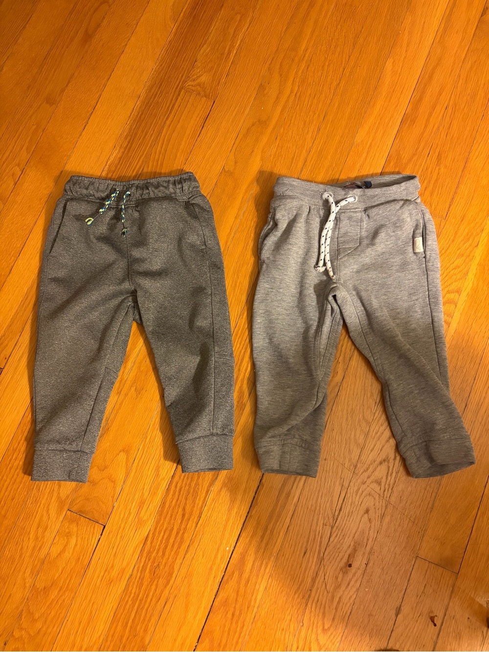 2 Kids Gray Jogger Pants with Drawstring